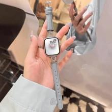 This Genuine Leather Watch Band Is Compatible With 38/40/41/42/44/45/46/49mm Watch Cases, And Also Fits Ultra/SE11/10/9/8/7/6/5/4/3/2/1 Models. - Grey - View 4