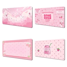 1个可爱粉色游戏鼠标垫，缝边设计，天然橡胶底座，适合办公和游戏使用。 - 彩色 - 查看 1