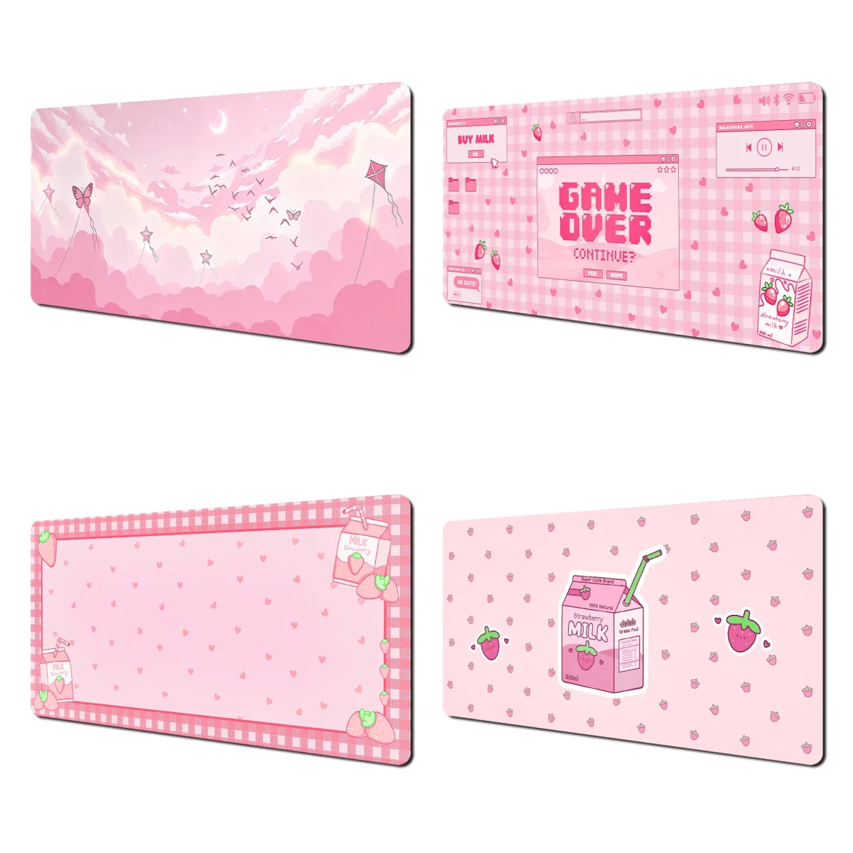 1个可爱粉色游戏鼠标垫，缝边设计，天然橡胶底座，适合办公和游戏使用。 - 彩色 - 查看 1