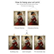 1pc Vintage Wall Art Poster, Elegant Fox Canvas Wall Art, Retro Style Gentleman Fox Poster, Animal Decor, Artistic Wall Hanging, Gothic Art, Dark Academia, Lady Fox Portrait, Framed Or Unframed, Room Decor, Home Decor, College Dorm Apartment Decor, Gifts For Wall Decoration In Hotel, Home, Living Room, Bedroom, Bathroom And Office - Multicolor - View 6