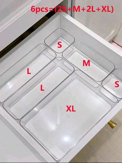 1/6/7/8/10 Pieces Transparent Drawer With Built-In Storage Box, Desktop Stationery Storage Box, Cosmetics Storage Basket And Desktop Partition Suitable For Beauty Product Storage, Office Stationery Storage, Various Items Storage, School Supplies, Holiday Gifts And Back To School.