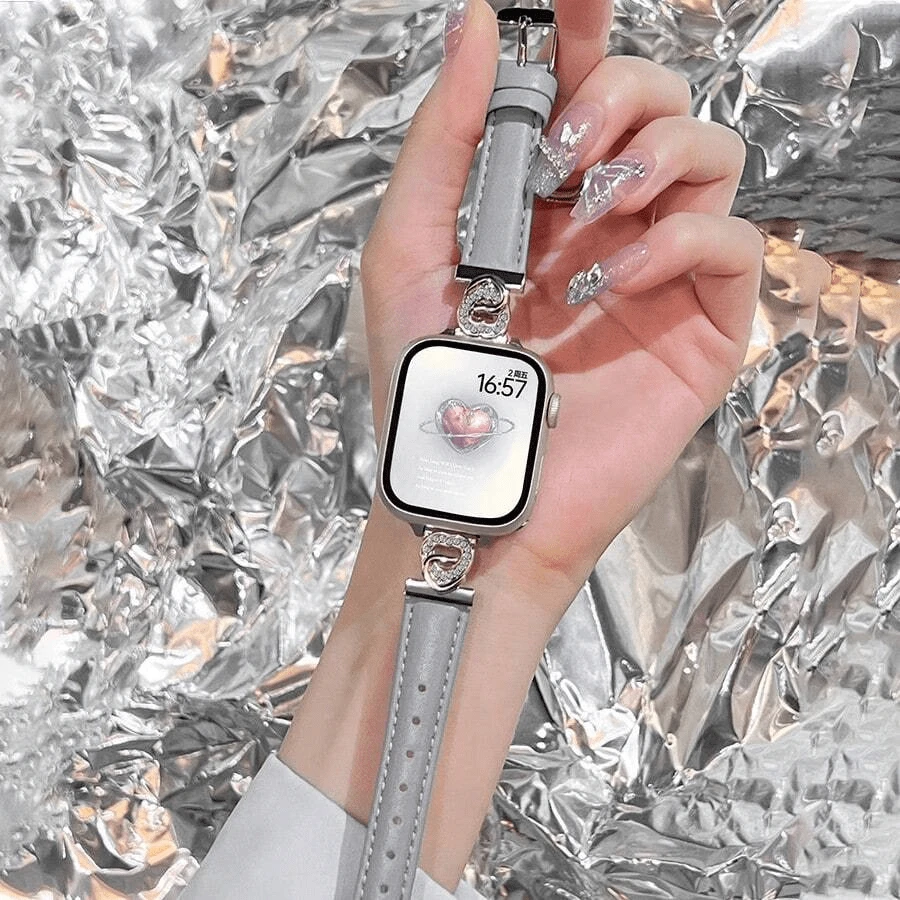 This Genuine Leather Watch Band Is Compatible With 38/40/41/42/44/45/46/49mm Watch Cases, And Also Fits Ultra/SE11/10/9/8/7/6/5/4/3/2/1 Models. - Grey - View 1