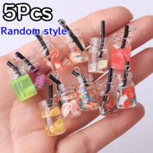 1/3/5/10pcs Mix Packed Milk Tea & Fruit Tea Charms, Resin Mini Bottle, Juice Drinks Pendants DIY Material - Multicolor - View 15