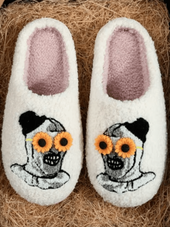 Horror Cartoon Embroidered Plush Slippers, Soft And Comfortable Home Shoes For Men And Women, Perfect For Autumn And Winter Relaxation, Ideal Christmas Gift