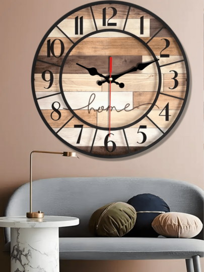 [1 Pc 10 12 Inch Wooden Clock]Silent Wand Klok Creative Interesting Great Home ation s, Battery Powered (AA Batteries Not Included) Room view 4