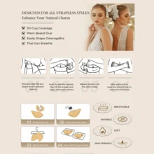 1 Peça Sutiã Adesivo Formato de Manga - Sutiã Sem Alças e Sem Costas Autoadesivo Feminino, Suporte Invisível Respirável, Adequado para Vestidos, Vestidos de Noiva e Roupas de Verão