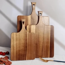Tabla de cortar de madera de palo de rosa, tabla de cortar, tabla de madera, bloque de carnicero con diseño de asa y orificio para colgar, tabla de cortar versátil para la cocina y al aire libre para carne, verduras, frutas, sushi y queso, material premium portátil, ideal para camping, picnic, cocina en el hogar y cocina festiva, decoración del hogar, accesorios de cocina, suministros de cocina - Amarillo Mostaza - Ver 12