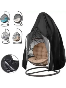 For Winter Courtyard Outdoor Dust-Proof, Sunshade And Snow-Proof Furniture, Chairs, Courtyard Umbrellas, Oxford Cloth Eggshell Covers, Waterproof Covers, Outdoor Hanging Chairs, Dust-Proof Covers, Zipper Hanging Chairs And Swings - Black - View 9