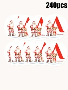 Autocollants de lettre personnalisés du Père Noël, étiquettes de cadeaux de Noël, autocollants pour sacs d'emballage de collations, texte personnalisable, autocollants de 4 cm, convient pour l'emballage de cadeaux de fête et la décoration de fête - Multicolore - Voir 11