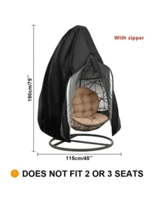 For Winter Courtyard Outdoor Dust-Proof, Sunshade And Snow-Proof Furniture, Chairs, Courtyard Umbrellas, Oxford Cloth Eggshell Covers, Waterproof Covers, Outdoor Hanging Chairs, Dust-Proof Covers, Zipper Hanging Chairs And Swings - Black - View 4