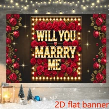 2D Flat BannerIn A Black And Red Luxurious Background, Red Roses Surround The Glowing Words Of The Proposal And The Glittering Particle Patterns - 1 - View 5
