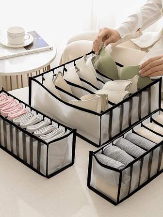 1pc Underwear Socks Organizer, Closet Shelf Mesh Organizer, Sorting Storage Box For Socks Leggings, Foldable Drawer Storage Box, Bedroom Accessories