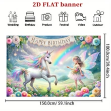 1 Fairy Princess Birthday Party Decoration Banner, Unicorn Photo Background, Home Decoration, Party Decoration, Birthday Banner Decoration, Photo Booth Props, Birthday Cake Table Supplies