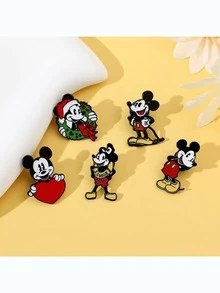 经典米奇复古初代金属徽章，粉丝必备收藏品，经典卡通人物胸针，日常通勤服饰配饰，馈赠亲友的精美礼物，多种款式可选，新年礼物，节日主题派对礼品，情人节礼物 - 彩色 - 查看 6