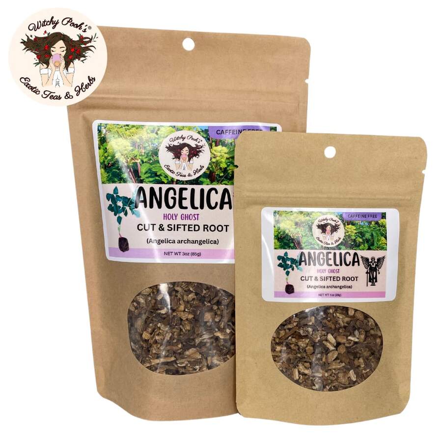 Witchy Pooh's Angelica Tea - Cut & Sifted Root, Holy Ghost, Caffeine Free - 3oz - Xem 1