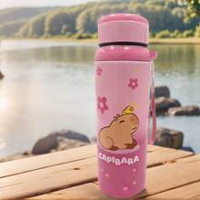 Termo Vaso Capibara Acero Inoxidable 800ml Frío O Caliente, botella térmica premium, vaso portátil de gran capacidad, termos modernos reutilizables, vaso con tapa para bebidas, artículos para deportes y oficina - Rosa - Ver 6