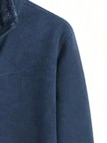 Men's Solid-Color Shearling Jacket Winter Fleece-Lined Long-Sleeve Stand-Up Collar Zipper Snow Leopard Jacket Winter Coat Men's Winter Sports - Navy Blue - View 6