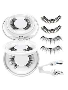 FindLove 2对装磁性假睫毛套装，自然浓密精致，带佩戴夹，单根睫毛，高品质可重复使用，专业磁性假睫毛套装 - 彩色 - 查看 9