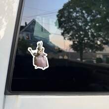 乙烯基贴纸 - 防水、防刮哑光表面，不对称卡通设计，带有皇冠和魔杖 - 自粘贴纸，适用于笔记本电脑、头盔、摩托车、汽车、吉他、踏板车、笔记本装饰、头盔装饰，耐用乙烯基材质 - 彩色 - 查看 4