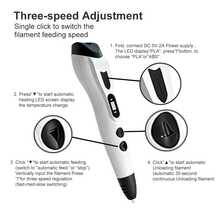 1 Set New 3D Printing Pen With Carrying Bag, Filament, User Manual, 3-Speed Adjustable, Suitable For DIY Crafters
