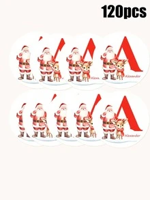 Autocollants de lettre personnalisés du Père Noël, étiquettes de cadeaux de Noël, autocollants pour sacs d'emballage de collations, texte personnalisable, autocollants de 4 cm, convient pour l'emballage de cadeaux de fête et la décoration de fête - Multicolore - Voir 9