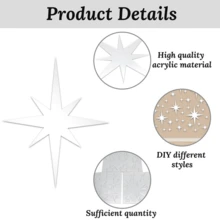 1 Set 72 Stücke Spiegel Sterne Wandaufkleber, Acryl reflektierende Spiegel Stern Wandtattoo für Wohnzimmer Schlafzimmer Dekoration