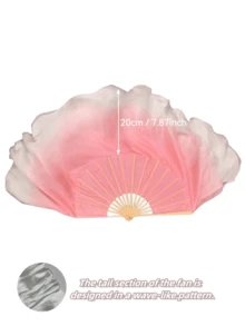1 件女式肚皮舞扇子，长款渐变仿丝扇，舞蹈表演扇，人造丝扇，中国风表演练习扇，适合舞台表演和晨练 - 彩色 - 查看 14