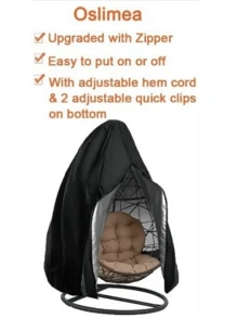For Winter Courtyard Outdoor Dust-Proof, Sunshade And Snow-Proof Furniture, Chairs, Courtyard Umbrellas, Oxford Cloth Eggshell Covers, Waterproof Covers, Outdoor Hanging Chairs, Dust-Proof Covers, Zipper Hanging Chairs And Swings - Black - View 10