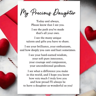 1pc Inspirational Cartoon Alphabet Birthday Card - Heartfelt "My Precious Daughter" Quote,Touching & Humorous Greeting Card For Daughters From Mom, Daughter Gifts From Mom Dad