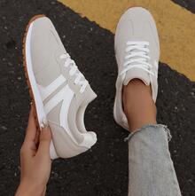 Women'S Casual -On Sneakers, Breathable Low-Top Walking Skate Shoes, Lightweight White Daily Shoes - 灰色 - 查看 2