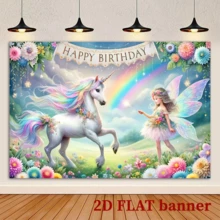 1 Fairy Princess Birthday Party Decoration Banner, Unicorn Photo Background, Home Decoration, Party Decoration, Birthday Banner Decoration, Photo Booth Props, Birthday Cake Table Supplies