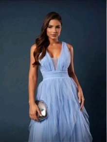 Long Dress Graduation Party Wedding Guest Godmother - Biru - View 2