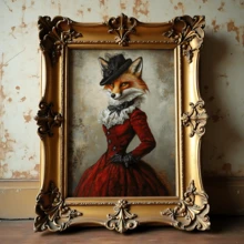 1pc Vintage Wall Art Poster, Elegant Fox Canvas Wall Art, Retro Style Gentleman Fox Poster, Animal Decor, Artistic Wall Hanging, Gothic Art, Dark Academia, Lady Fox Portrait, Framed Or Unframed, Room Decor, Home Decor, College Dorm Apartment Decor, Gifts For Wall Decoration In Hotel, Home, Living Room, Bedroom, Bathroom And Office - Multicolor - View 3