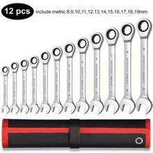 8*10mm Chrome Vanadium Steel Combination Wrench Set - Fixed Head Ratchet Wrench, Mechanical Operation, Non-Adjustable Design | Durable Manual Tool, Suitable For Automotive And Home Repair. Plumbing Tools, Compact Tools, Manual Tool Kit! - Multicolor - View 11