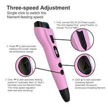 1 Set New 3D Printing Pen With Carrying Bag, Filament, User Manual, 3-Speed Adjustable, Suitable For DIY Crafters