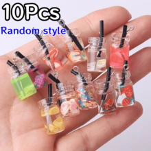 1/3/5/10pcs Mix Packed Milk Tea & Fruit Tea Charms, Resin Mini Bottle, Juice Drinks Pendants DIY Material - Multicolor - View 14