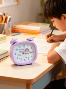 Buzz  Square Alarm Clock, Official  Merch, Silent Non-Ticking, Soft Night Glow, Battery Operated, Ideal for Everyone, Bedroom Decor & Birthday Gift, Travel-Friendly Desk Clock, Fun Spaces Time, Ferials Button - 巴斯光年 - 查看 9