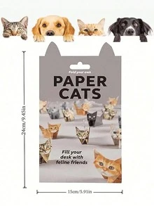 50个/包 DIY 纸质可折叠猫、狗和恐龙折纸套装，可爱动物造型 3D 折纸套装，适合办公室派对礼物、猫狗爱好者礼物、节日礼物、节日装饰品、趣味桌面装饰、趣味装饰品、手工风格、可堆叠猫咪、装饰品