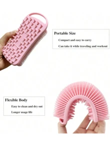 1 Stück Silikon Körperpeeling Bürste, 2 in 1 Silikon Körpershampoo Bürste, doppelseitige Duschbürste, weiche Silikon Luffa für empfindliche Haut, Silikon Haar Kopfhaut Massagegerät für die Dusche, tragbar, leicht zu reinigen, gute Schaumbildung - Verschiedenfarbig - Übersicht 7