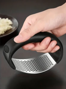1pc Stainless Steel Garlic Press | Ergonomic Handle, Easily Crush Unpeeled Garlic Cloves | Rust-Resistant & Dishwasher , Easy To Clean