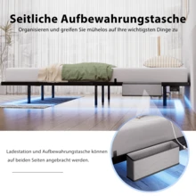 160 X 200 Cm Floating Metal Bed With LED Lighting, Metal Slatted Base, Stable And Robust Floating Bed Frame, Illuminated Youth Bed, Easy Assembly, Black. - Black - View 5