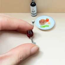 Miniature Dollhouse Set With Red Wine And Steak, Miniature Landscape Props, 1:12 Scale Mini Wine Bottle Model, And Multiple Dollhouse Accessories! The Perfect Choice For A Festive Atmosphere! (Note: Wine Style And Pattern Are Random.) - Multicolor - View 5