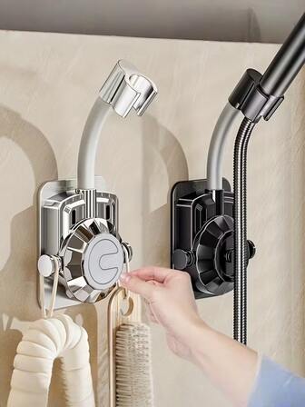 1 pieza Estante de ducha de baño universal ajustable 360° sin perforación