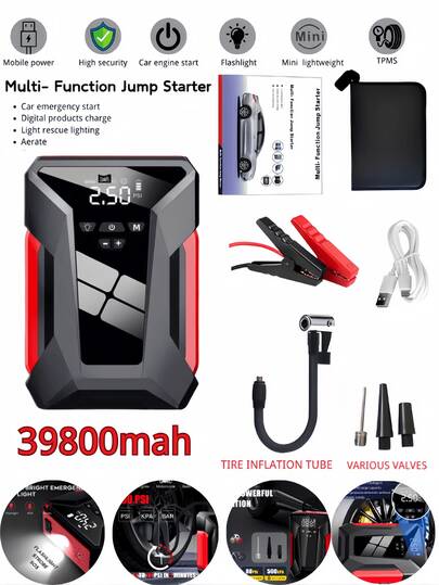 Wireless Air Pump, Portable Digital Display Air Compressor, Mini Wireless Tire Inflator With Rechargeable Battery And LED Light, Suitable For Cars, Motorcycles, Bicycles And Balls, Can Be Used As Father's Day Or Birthday Gift