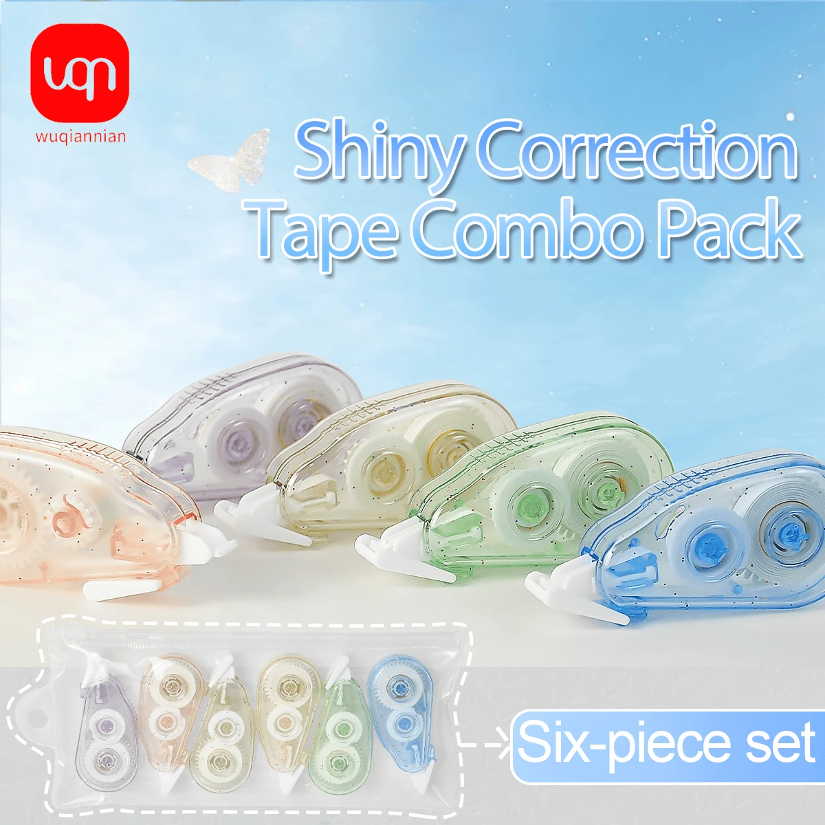 مجموعة/6 قطع شريط تصحيح ملون عالي الجودة، قوي الالتصاق، مقاوم للكسر والانحشار، لا يسهل تقشيره، مناسب لتغطية الأخطاء في مختلف بيئات المكتب، مثالي لموسم العودة إلى المدرسة - متعدد الألوان - مشاهدة 1