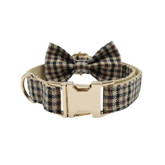 2PCS Adjustable Houndstooth Bow Dog Collar Set With Quick-Release Buckles, Soft And Durable, Available In Multiple Sizes, Festive Pet Accessories, Dog Collars, Secure Pet Identification, Stylish Pet Accessories, Metal Hardware, Suitable For Small, Medium And Large Dogs, Pet Collars, Zinc Alloy Design, Durable