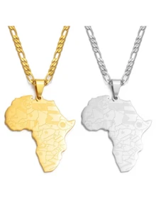 قلادة بتعليقة خريطة أفريقيا وأسماء الدول للرجال والنساء، مجوهرات خرائط أفريقية، نيجيريا، غانا