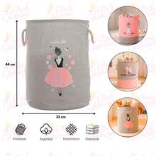 Laundry Basket For Girls, Foldable Children's Toys, Laundry - Grey - View 3