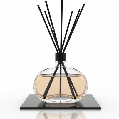 Kit Lavabo com Vidro 300ml Jolie Com 6 Varetas e Bandeja Decorativa Preta