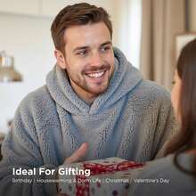 Women's Fleece Winter Blanket Sweatshirt With Hood, Robe Blanket With Sleeves, Soft Plush Fabric Hoodie Blanket With Front Pocket, Light Grey - Grey - View 4